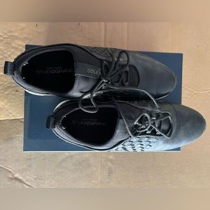 Cole Haan Womens Zerogrand Wingtip Braided Black Leather Sneakers